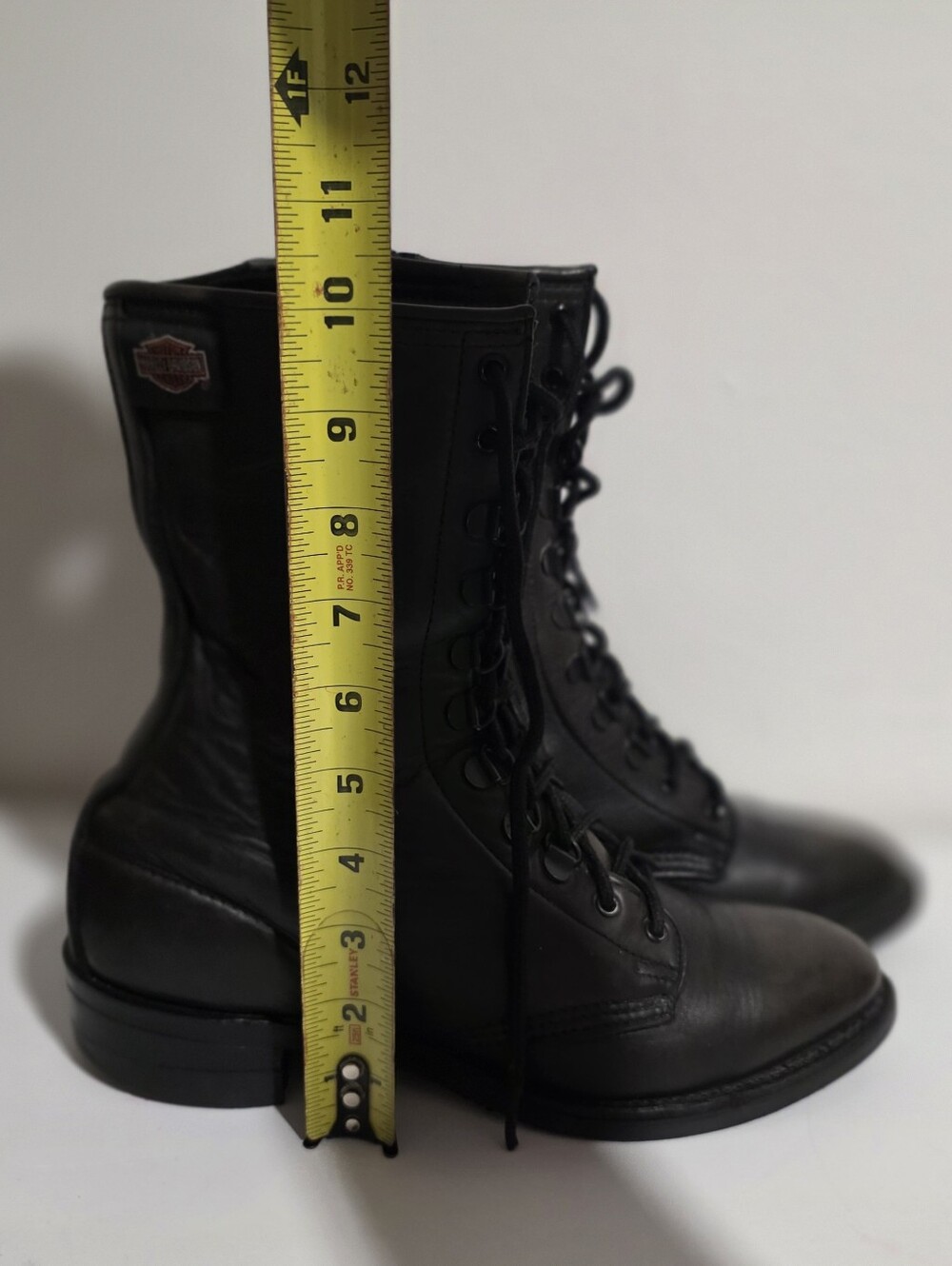 Harley-Davidson Womans Sz 10 Vtg 90s Y2K Distressed Leather Combat Riding Boots - Picture 11 of 11